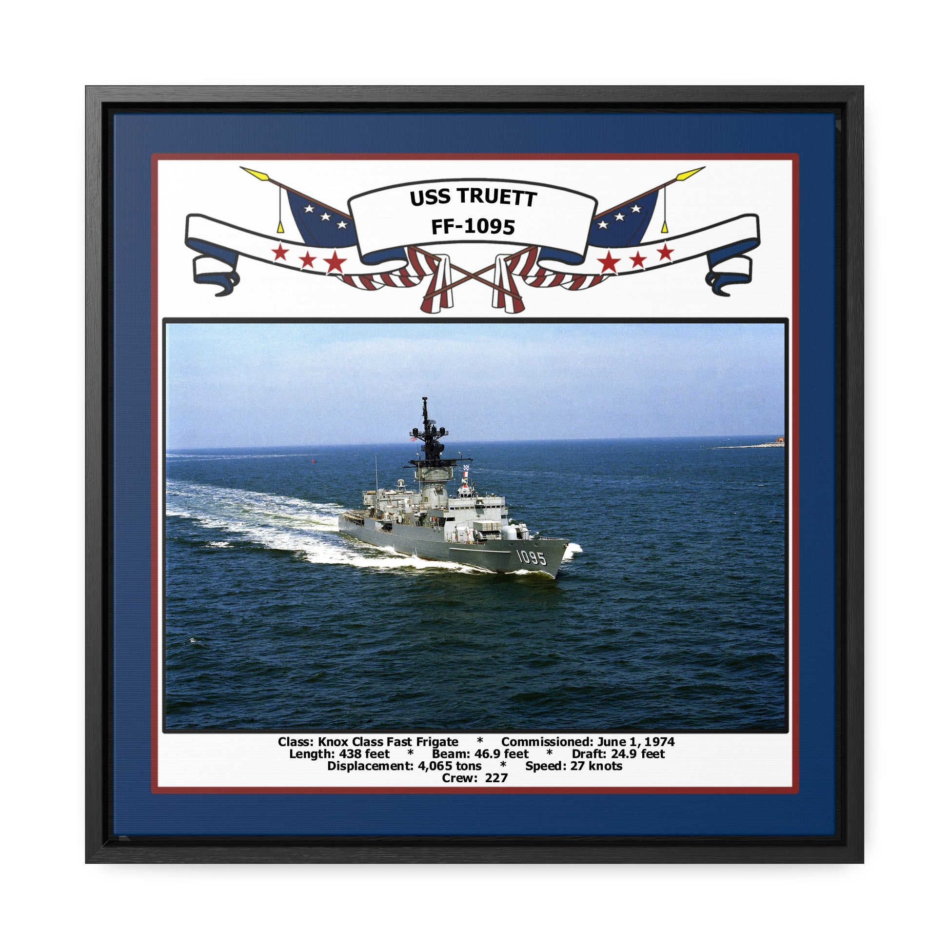 USS Truett FF-1095 Navy Floating Frame Photo Front View
