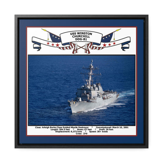 USS Winston S Churchill DDG-81 Navy Floating Frame Photo Front View