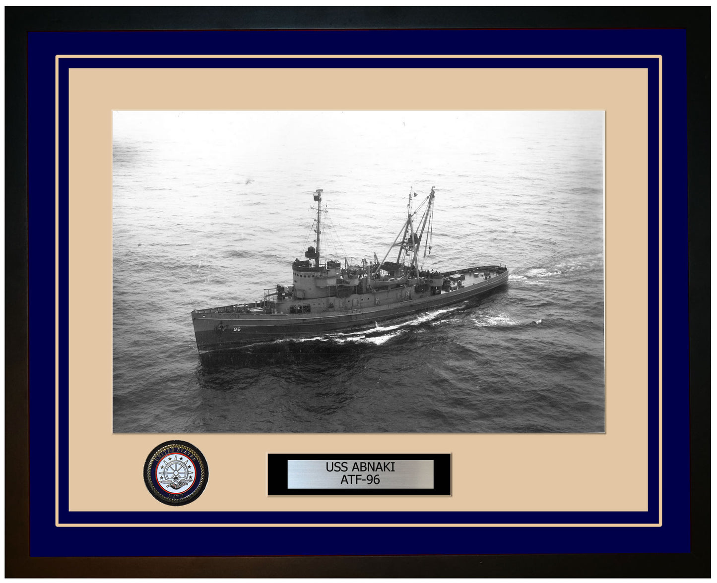 USS ABNAKI ATF-96 Framed Navy Ship Photo Blue