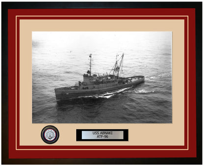 USS ABNAKI ATF-96 Framed Navy Ship Photo Burgundy