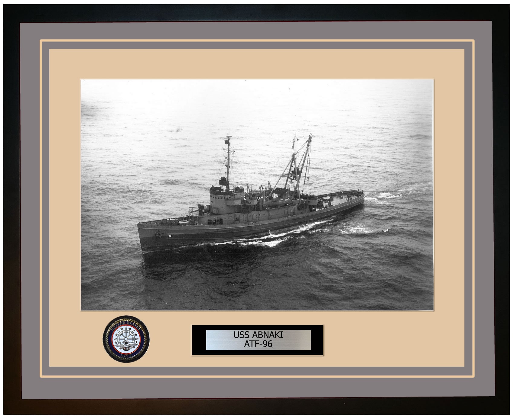 USS ABNAKI ATF-96 Framed Navy Ship Photo Grey