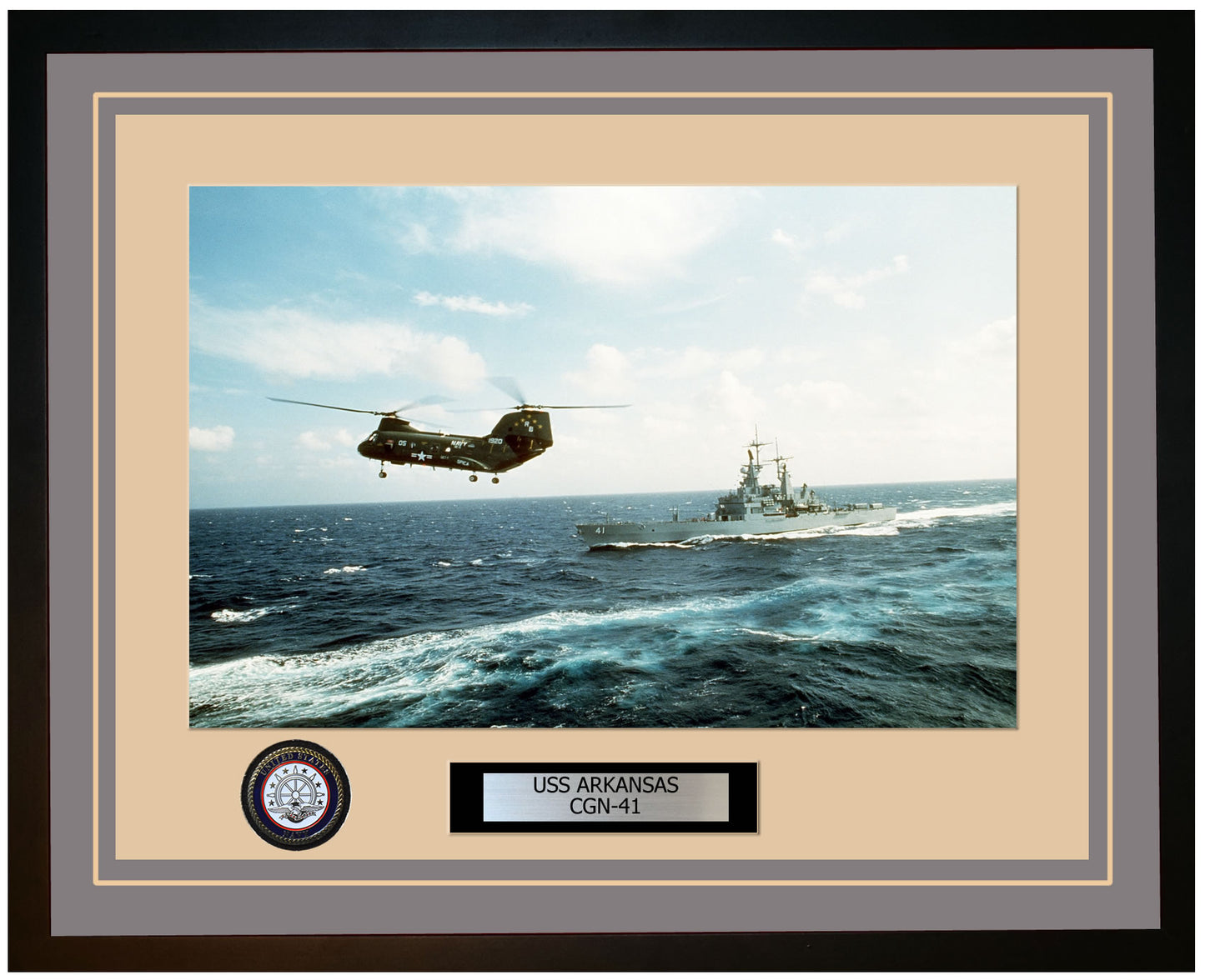 USS ARKANSAS CGN-41 Framed Navy Ship Photo Grey
