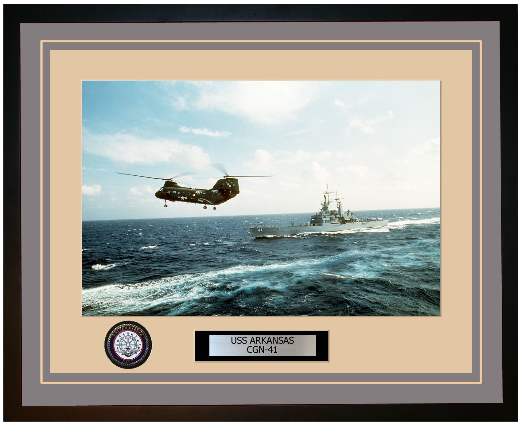 USS ARKANSAS CGN-41 Framed Navy Ship Photo Grey