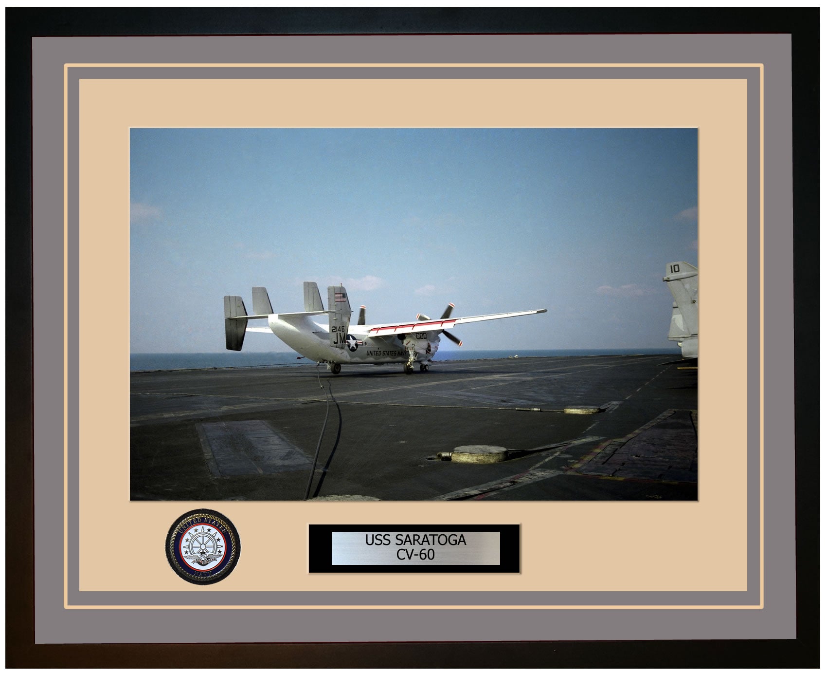 USS SARATOGA CV-60 Framed Navy Ship Photo Grey