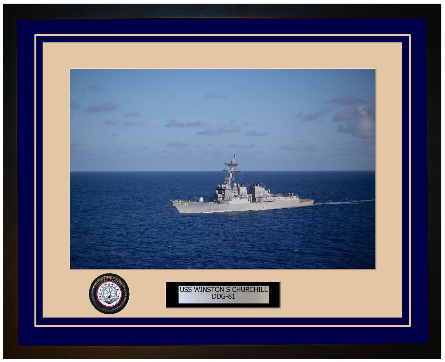 USS WINSTON S CHURCHILL DDG-81 Framed Navy Ship Photo Blue