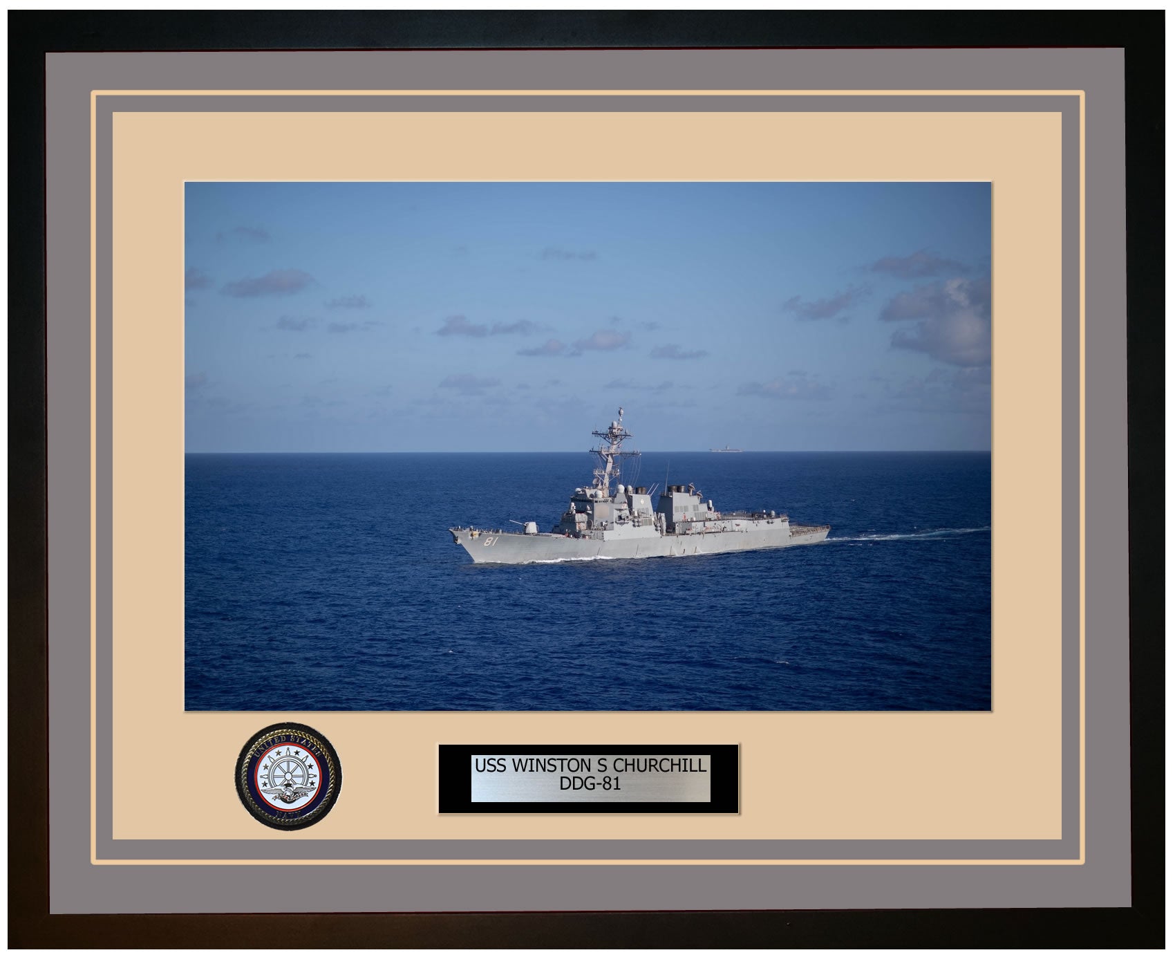 USS WINSTON S CHURCHILL DDG-81 Framed Navy Ship Photo Grey