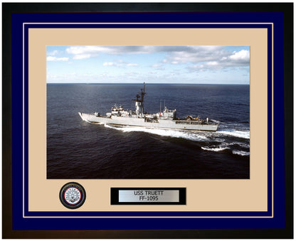 USS TRUETT FF-1095 Framed Navy Ship Photo Blue