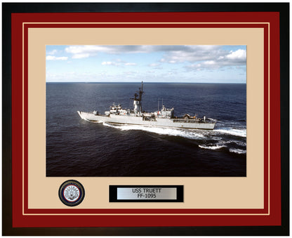 USS TRUETT FF-1095 Framed Navy Ship Photo Burgundy