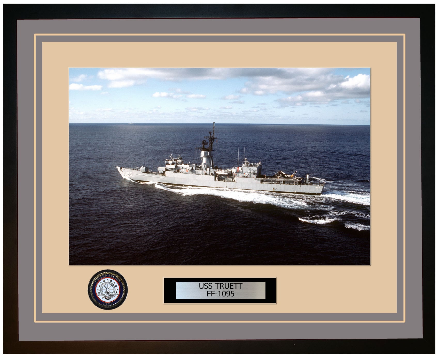 USS TRUETT FF-1095 Framed Navy Ship Photo Grey