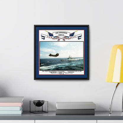 USS Arkansas CGN-41 Navy Floating Frame Photo Desk View