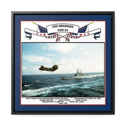 USS Arkansas CGN-41 Navy Floating Frame Photo Front View