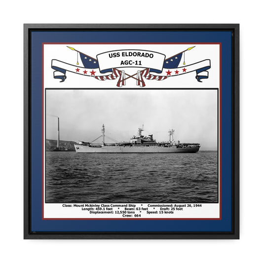 USS Eldorado AGC-11 Navy Floating Frame Photo Front View