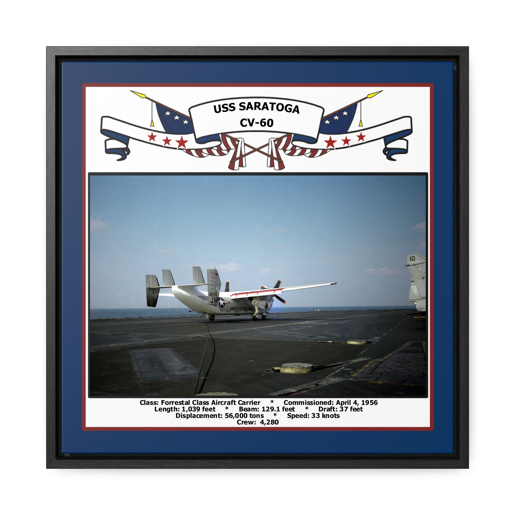USS Saratoga CV-60 Navy Floating Frame Photo Front View