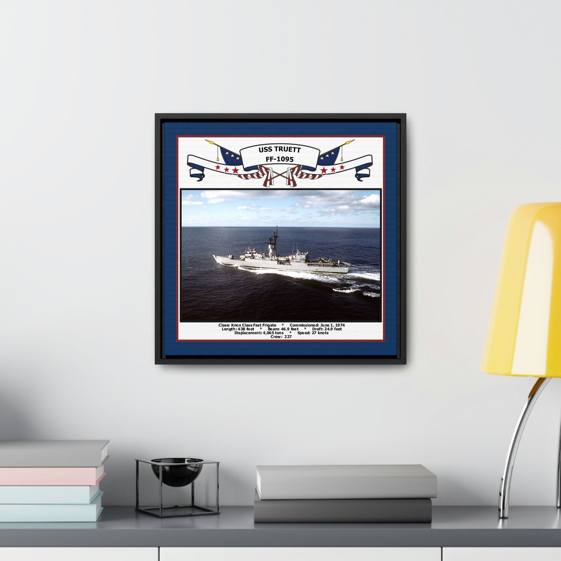 USS Truett FF-1095 Navy Floating Frame Photo Desk View