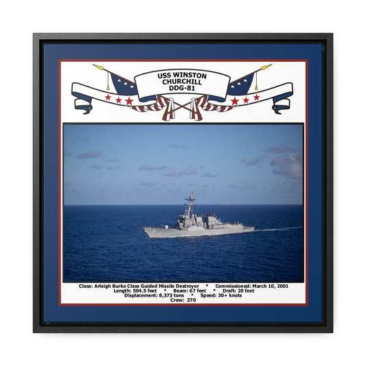 USS Winston S Churchill DDG-81 Navy Floating Frame Photo Front View