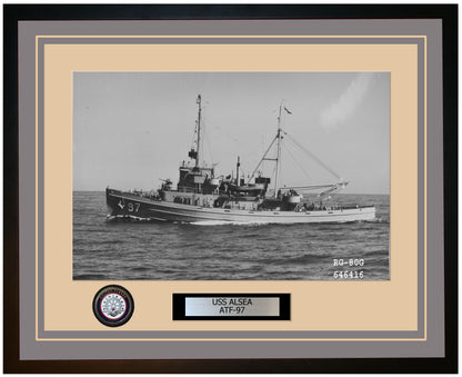 USS ALSEA ATF-97 Framed Navy Ship Photo Grey