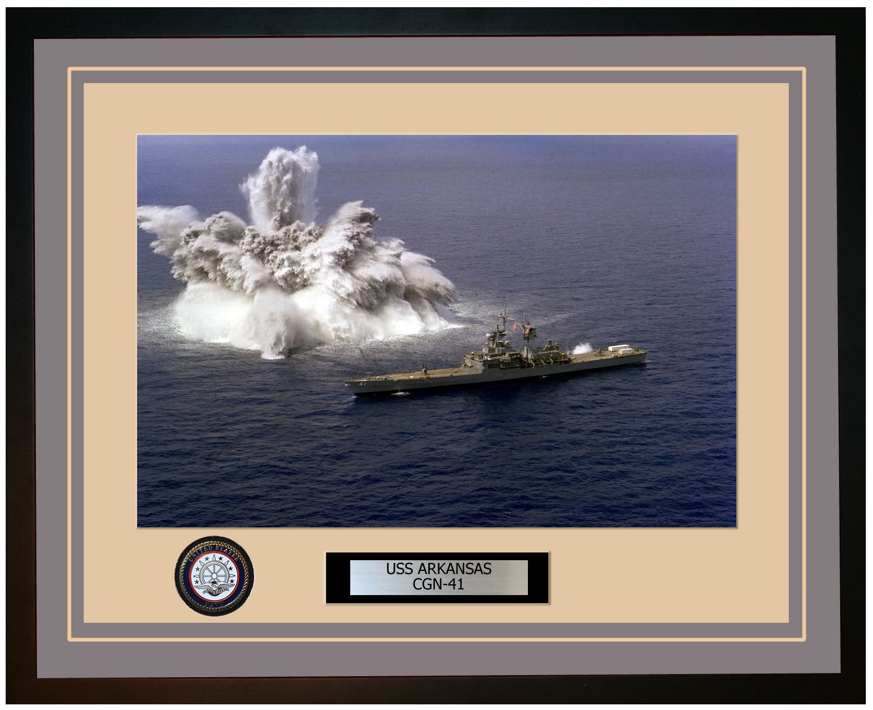 USS ARKANSAS CGN-41 Framed Navy Ship Photo Grey