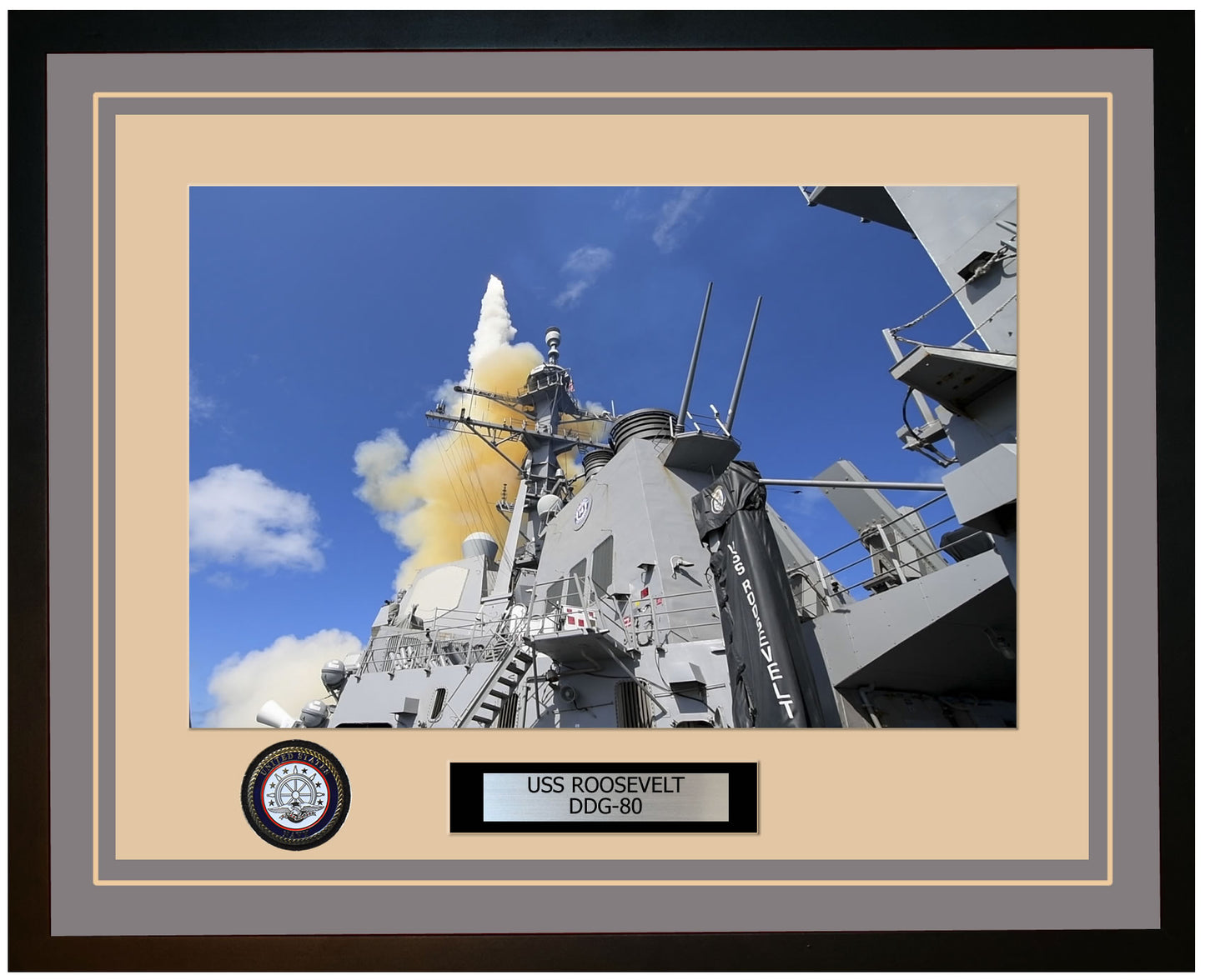 USS ROOSEVELT DDG-80 Framed Navy Ship Photo Grey