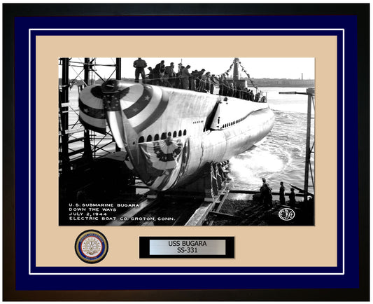 USS Bugara SS-331 Framed Navy Ship Photo Blue