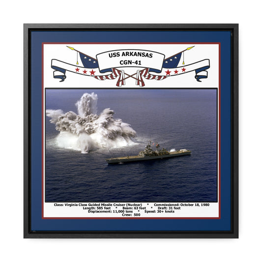 USS Arkansas CGN-41 Navy Floating Frame Photo Front View