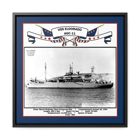 USS Eldorado AGC-11 Navy Floating Frame Photo Front View
