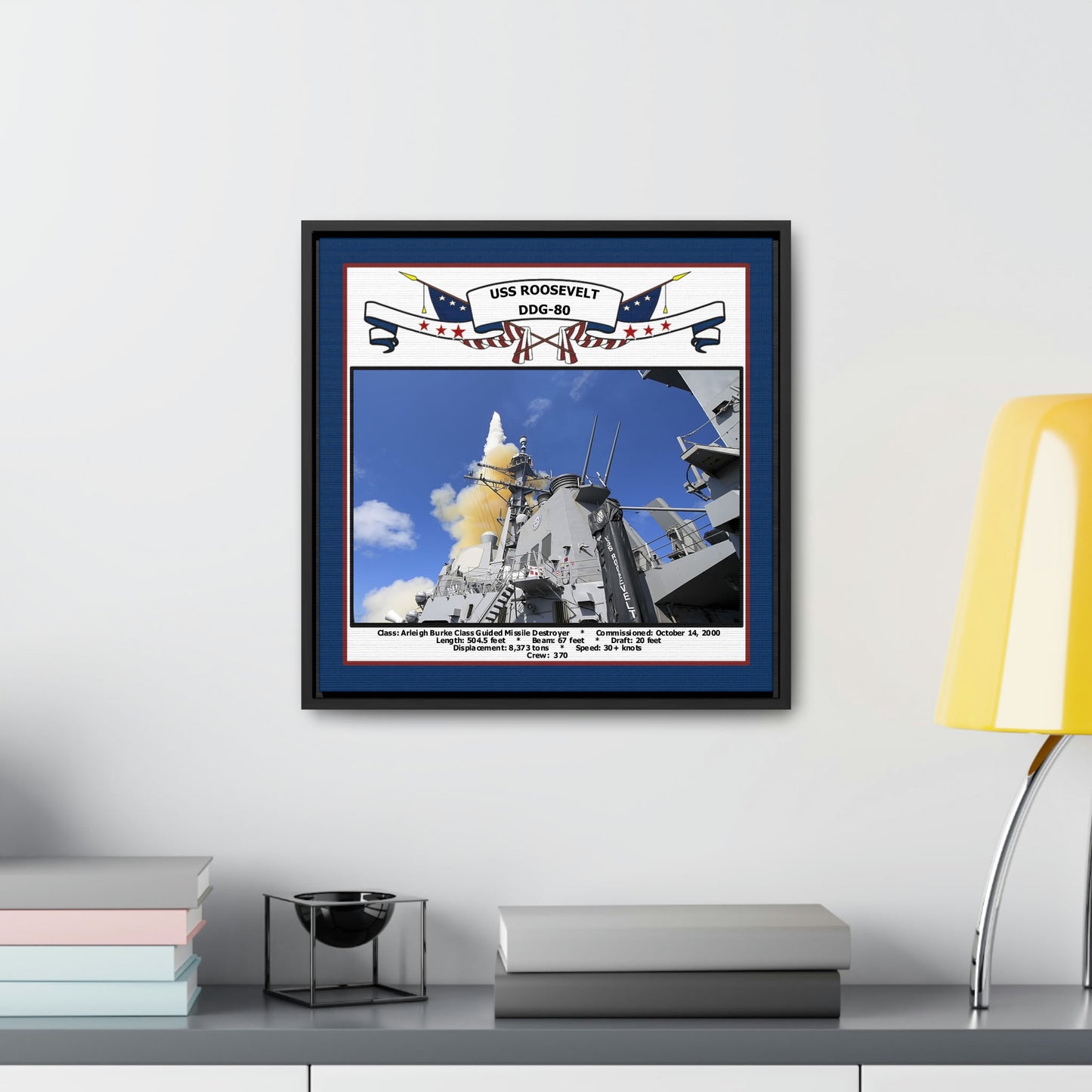 USS Roosevelt DDG-80 Navy Floating Frame Photo Desk View