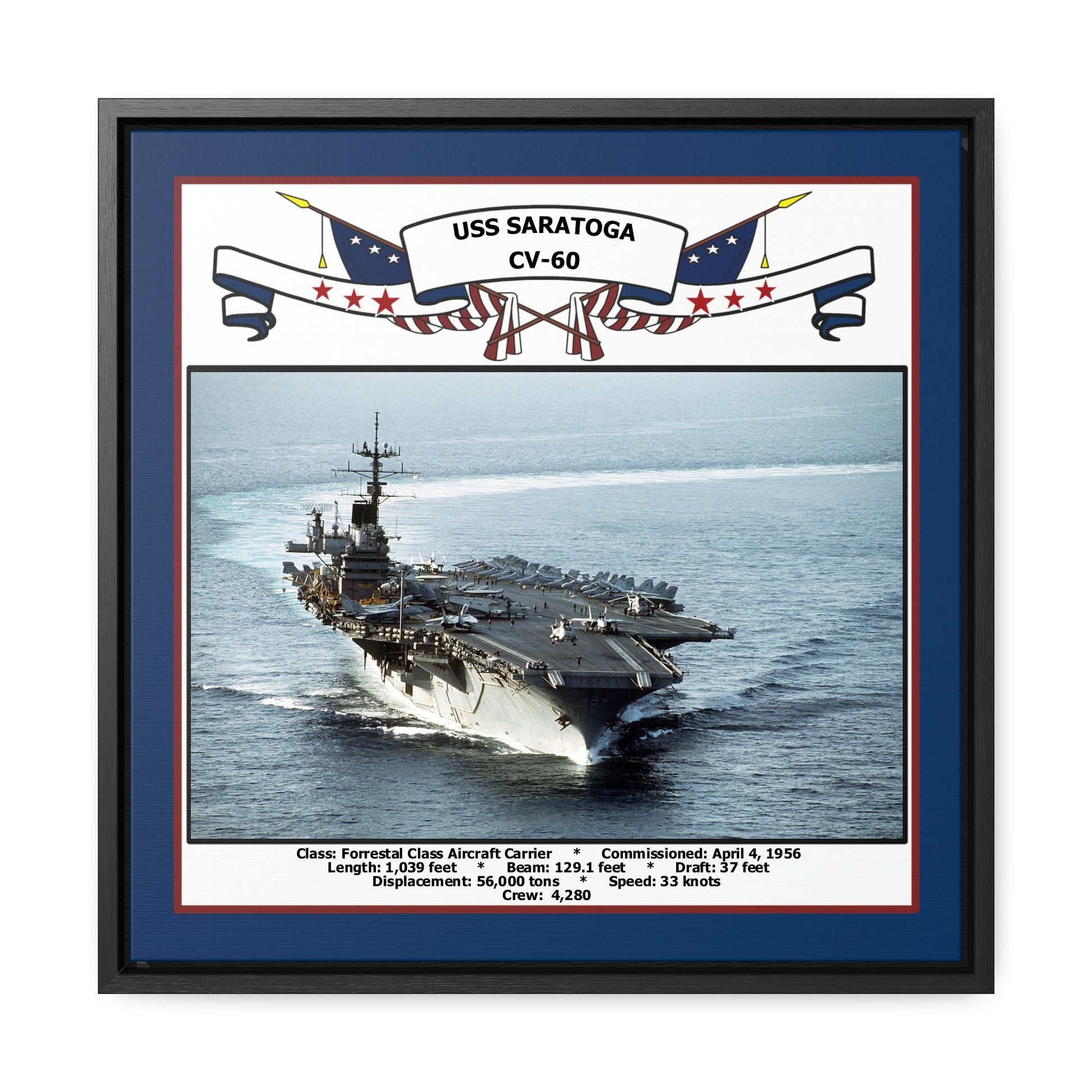 USS Saratoga CV-60 Navy Floating Frame Photo Front View