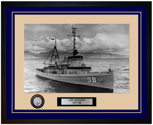USS ARIKARA ATF-98 Framed Navy Ship Photo Blue