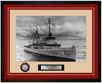 USS ARIKARA ATF-98 Framed Navy Ship Photo Burgundy