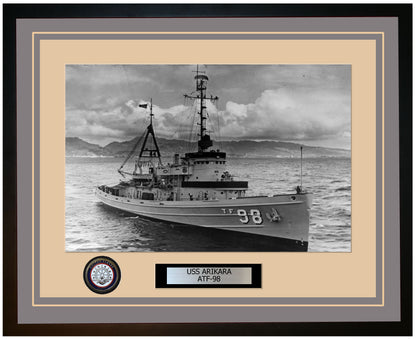 USS ARIKARA ATF-98 Framed Navy Ship Photo Grey