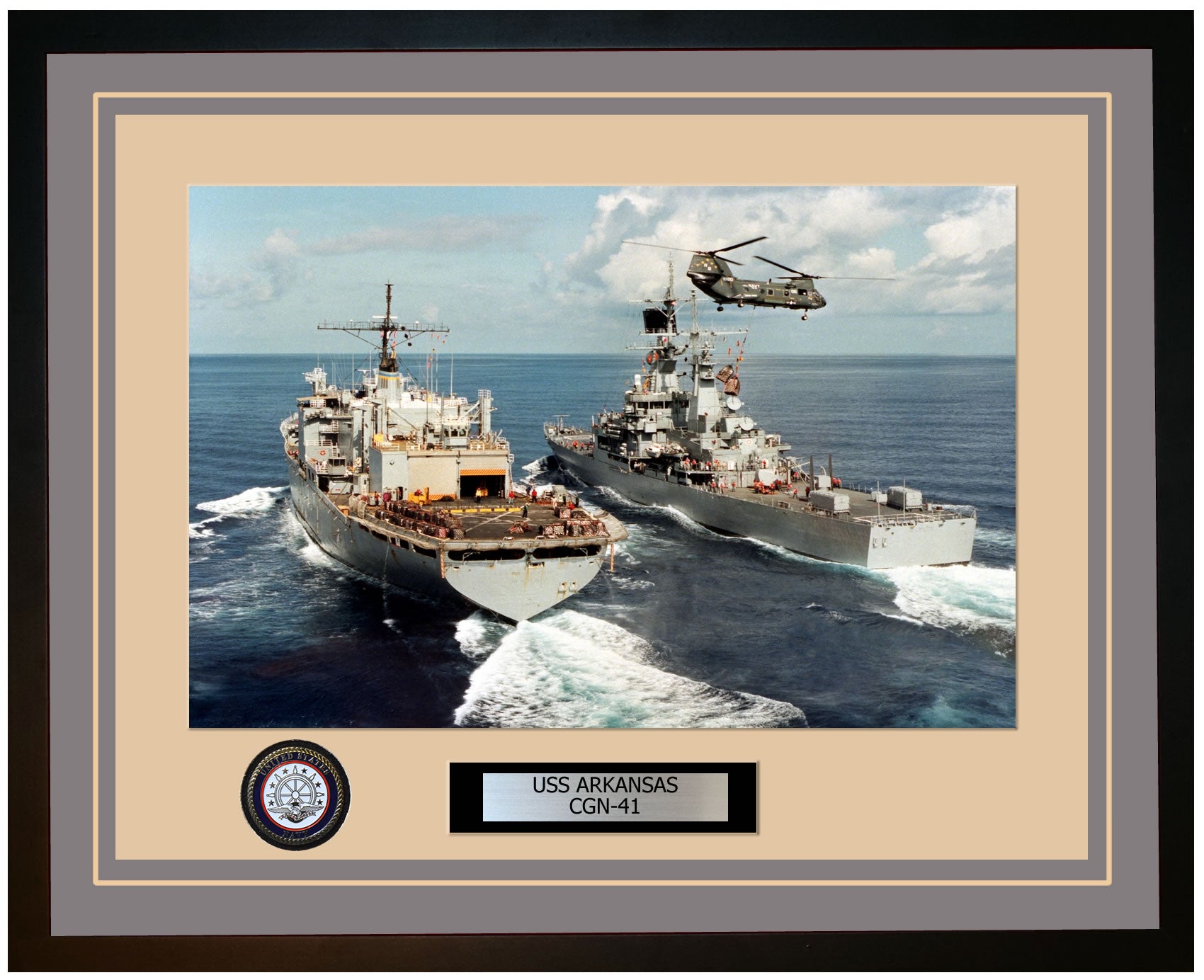 USS ARKANSAS CGN-41 Framed Navy Ship Photo Grey