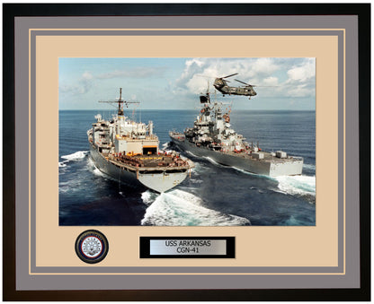 USS ARKANSAS CGN-41 Framed Navy Ship Photo Grey
