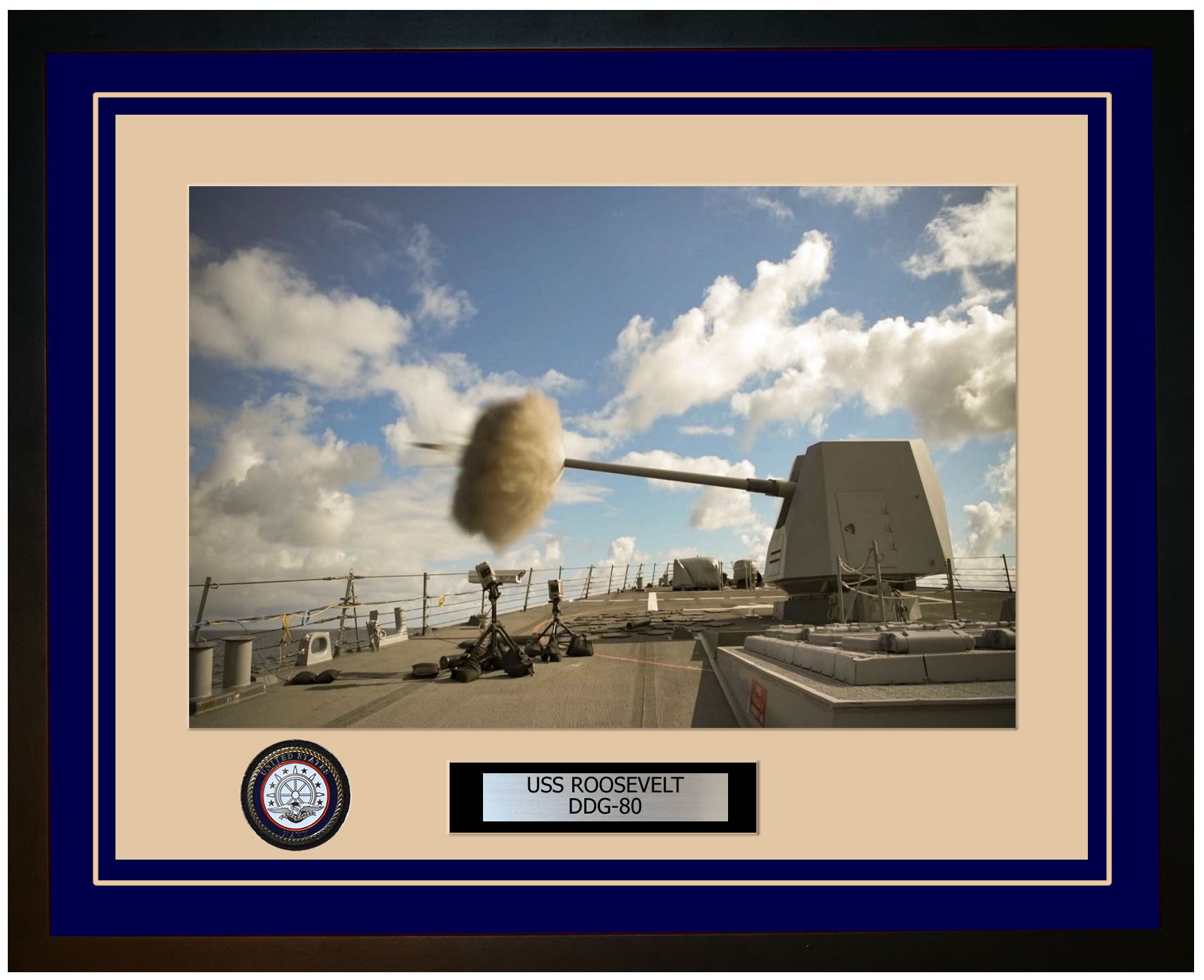 USS ROOSEVELT DDG-80 Framed Navy Ship Photo Blue