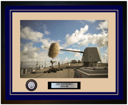 USS ROOSEVELT DDG-80 Framed Navy Ship Photo Blue