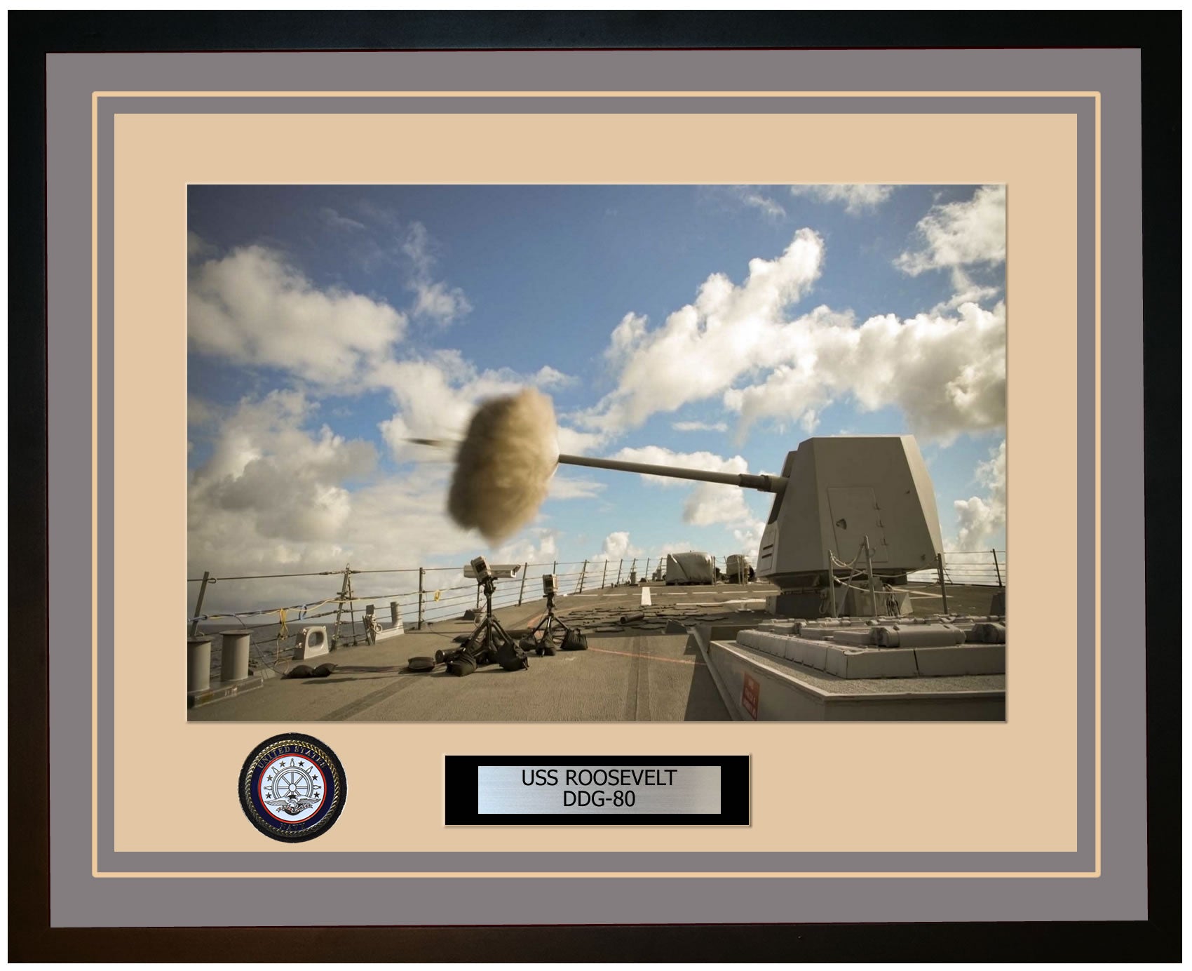 USS ROOSEVELT DDG-80 Framed Navy Ship Photo Grey