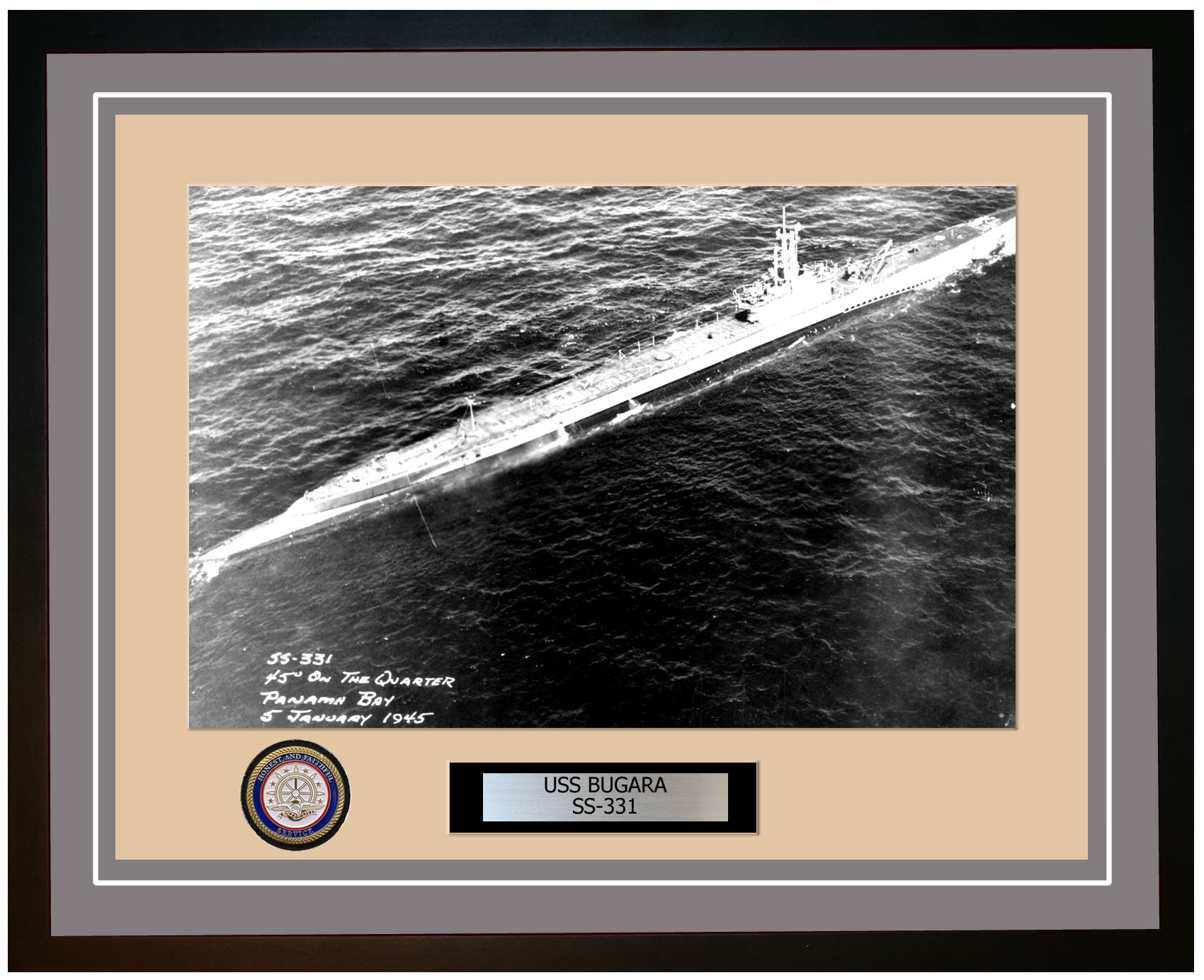 USS Bugara SS-331 Framed Navy Ship Photo Grey