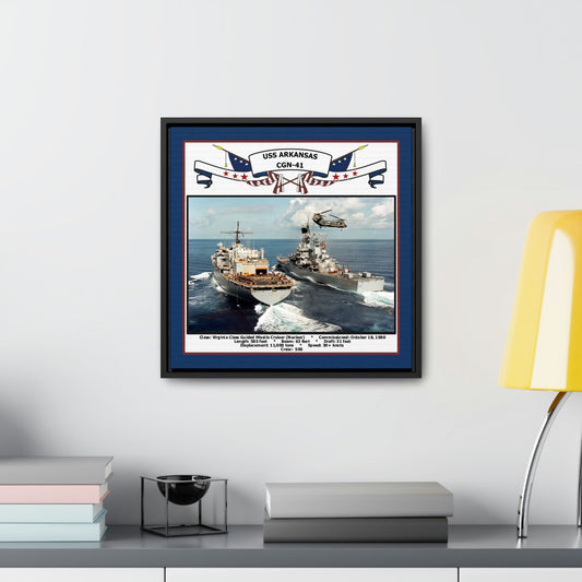 USS Arkansas CGN-41 Navy Floating Frame Photo Desk View
