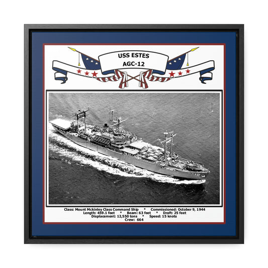 USS Estes AGC-12 Navy Floating Frame Photo Front View