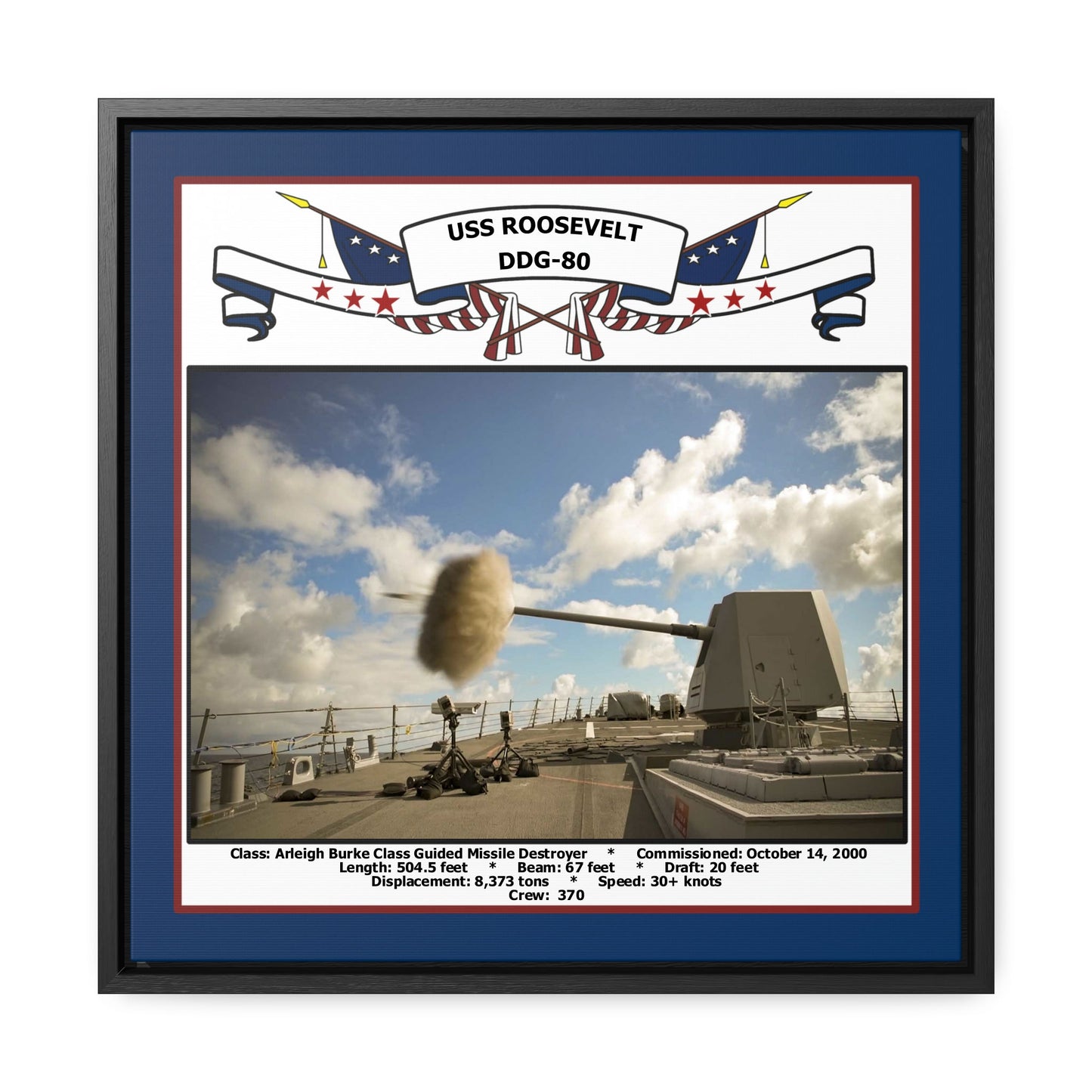 USS Roosevelt DDG-80 Navy Floating Frame Photo Front View