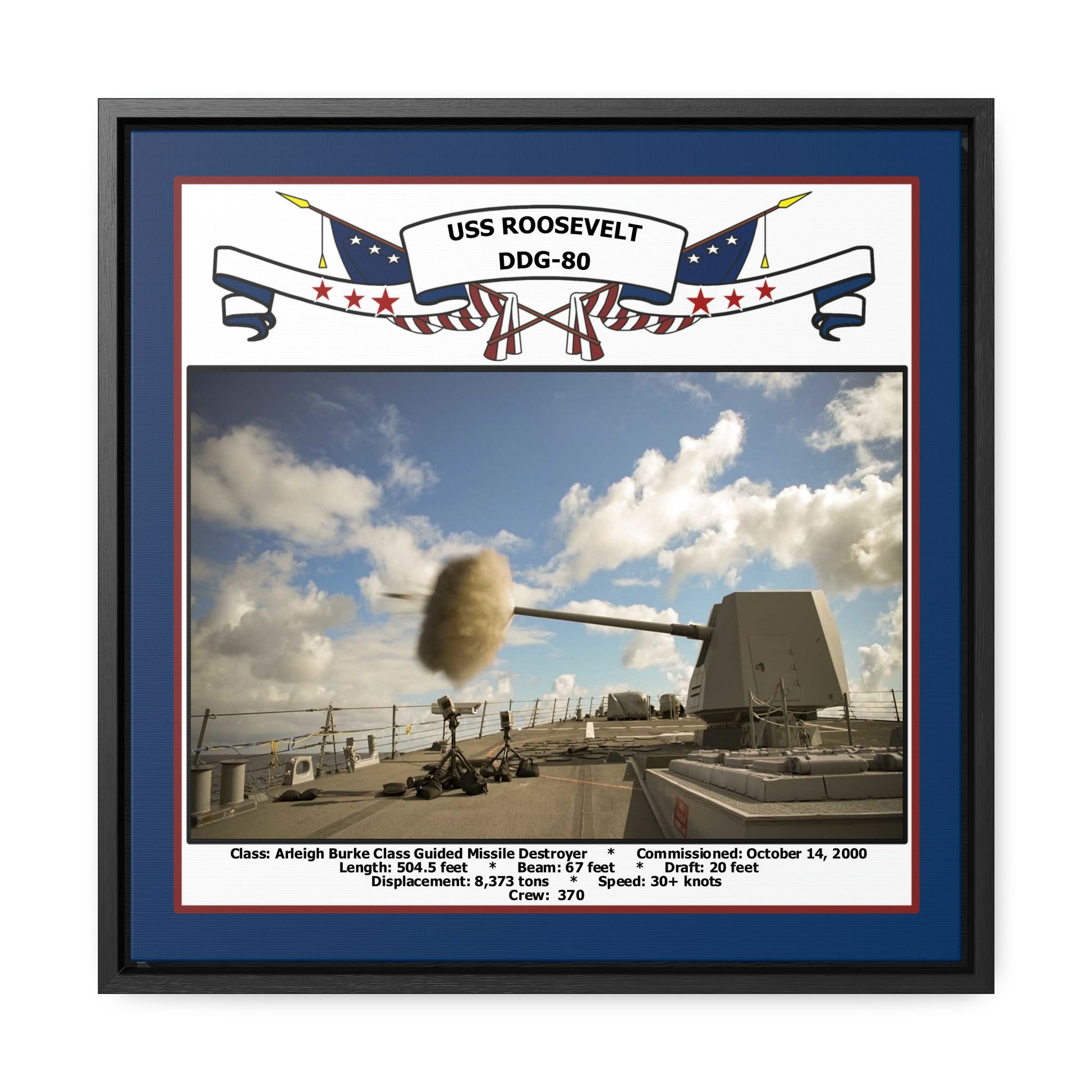 USS Roosevelt DDG-80 Navy Floating Frame Photo Front View