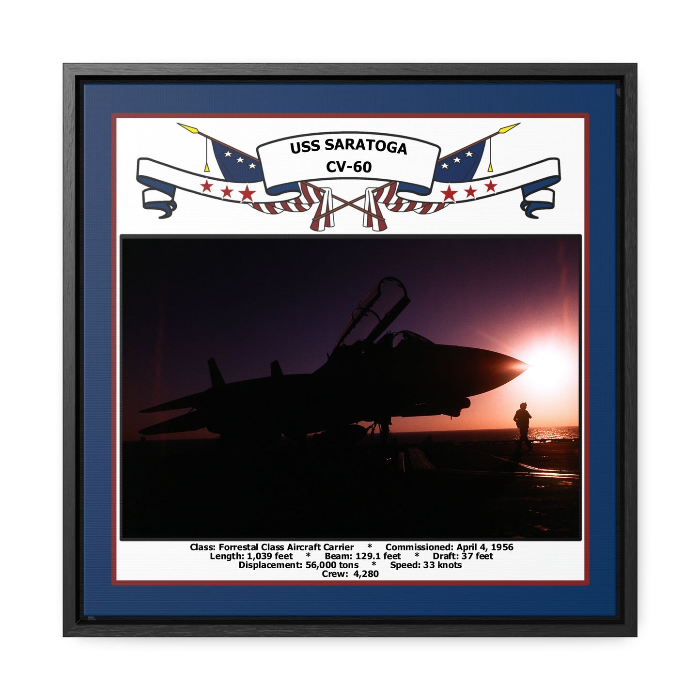 USS Saratoga CV-60 Navy Floating Frame Photo Front View