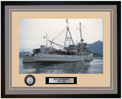 USS CHOWANOC ATF-100 Framed Navy Ship Photo Grey