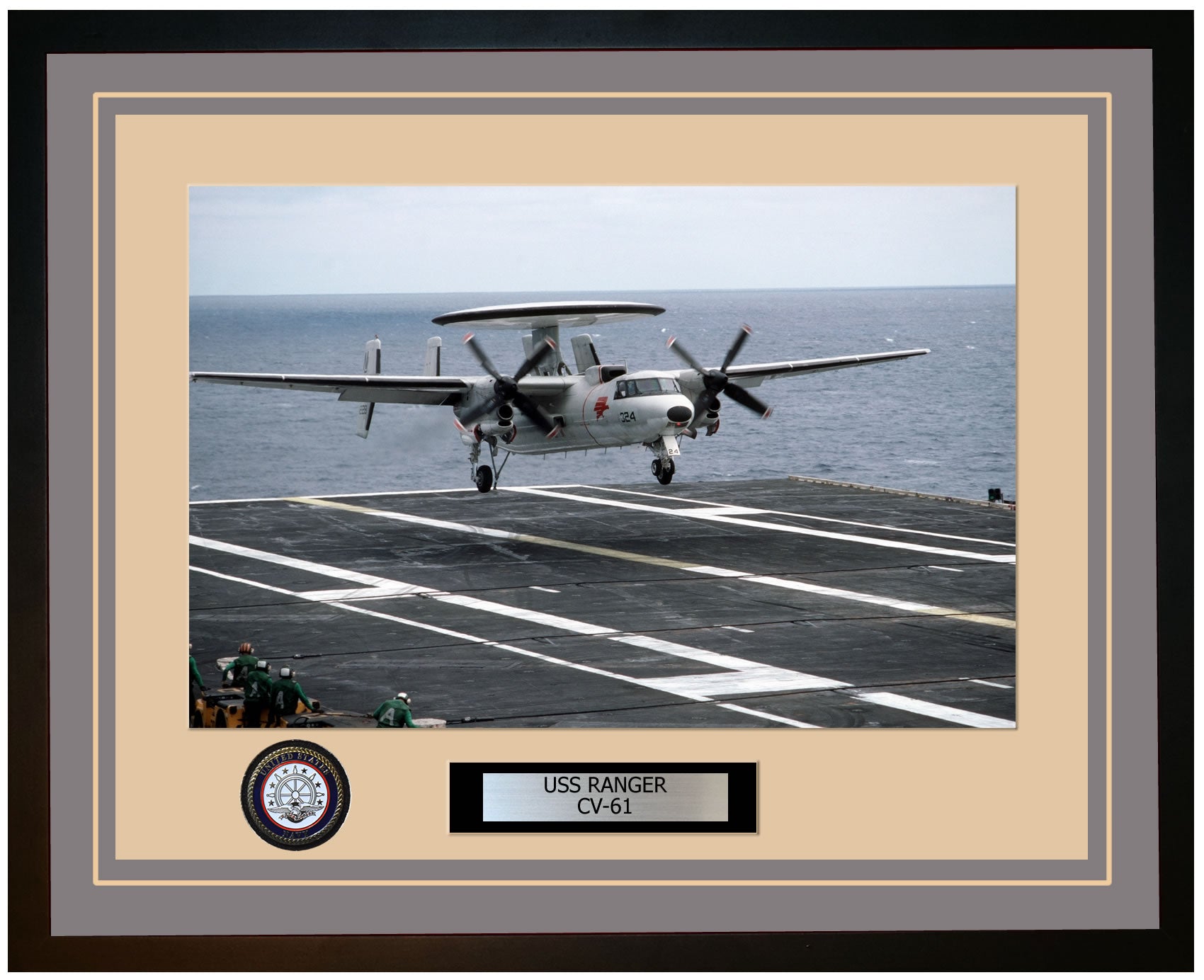 USS RANGER CV-61 Framed Navy Ship Photo Grey