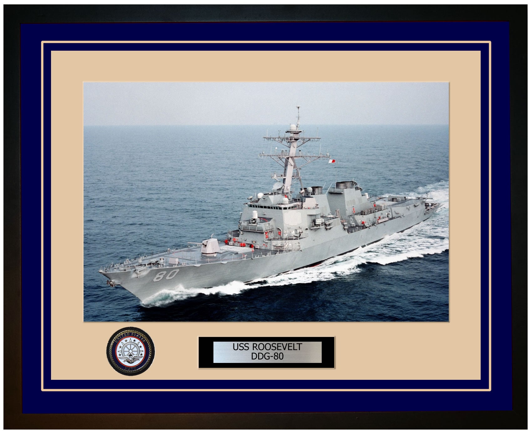 USS ROOSEVELT DDG-80 Framed Navy Ship Photo Blue