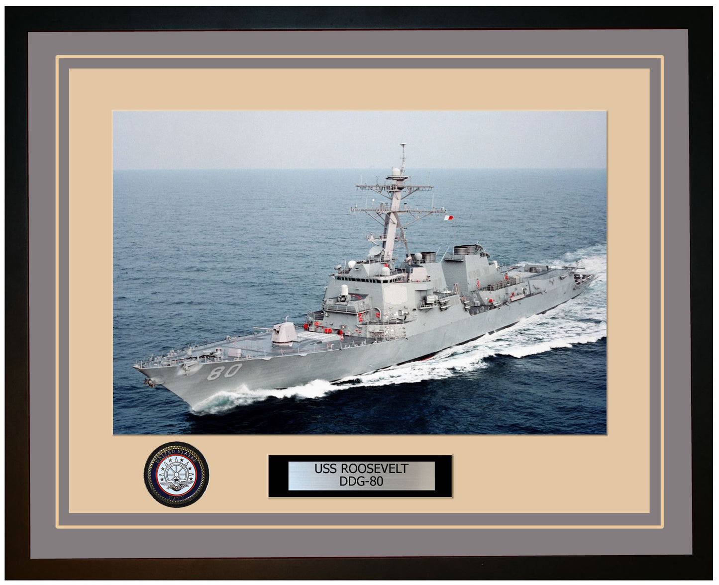 USS ROOSEVELT DDG-80 Framed Navy Ship Photo Grey