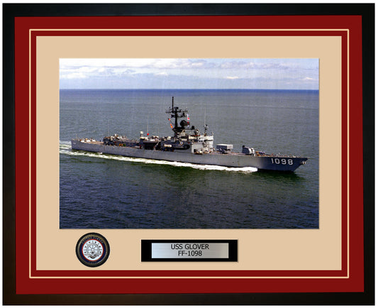 USS GLOVER FF-1098 Framed Navy Ship Photo Burgundy