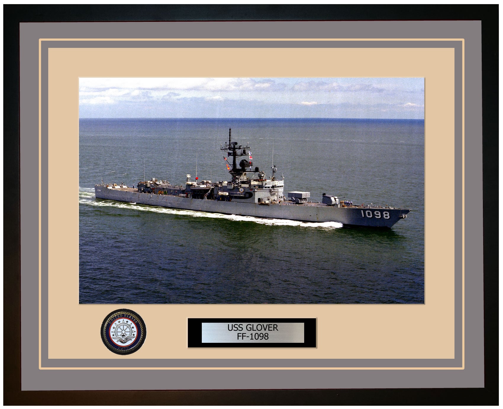 USS GLOVER FF-1098 Framed Navy Ship Photo Grey
