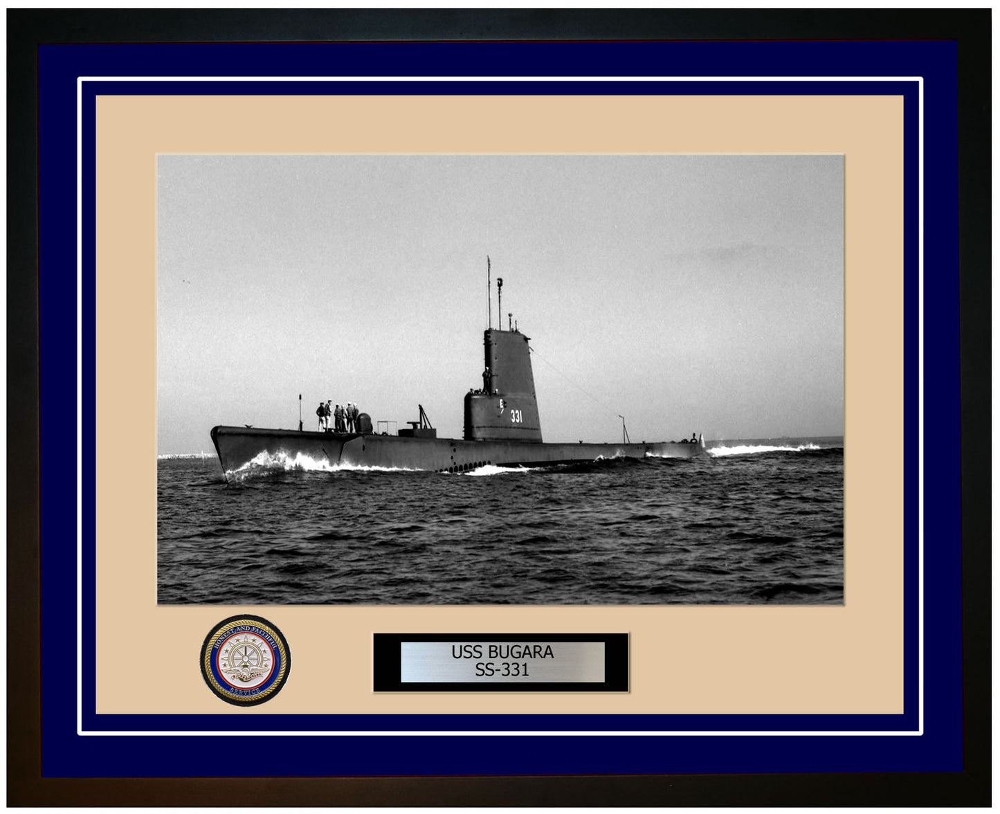 USS Bugara SS-331 Framed Navy Ship Photo Blue