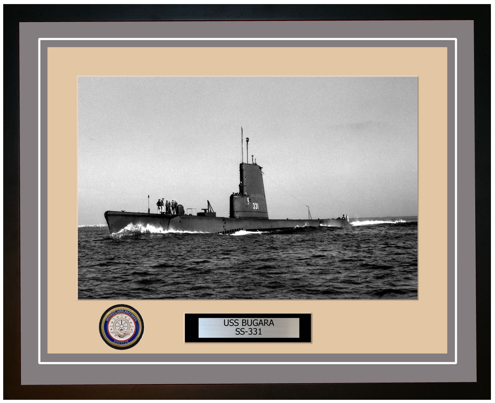 USS Bugara SS-331 Framed Navy Ship Photo Grey