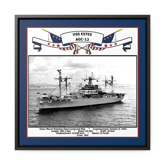 USS Estes AGC-12 Navy Floating Frame Photo Front View